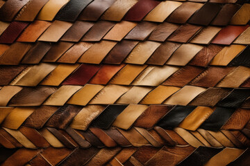 Richly Textured Leather Background with Interwoven Strips in Earthy Tones, generative ai