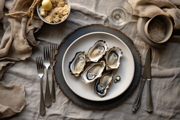 stock photo of oyster in the plate on the kitchen Food Photography AI Generated