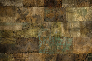 Rustic tapestry texture in earthy shades of green and brown, highlighting natural and organic designs, generative ai