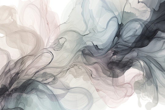 serene and tranquil ink swirl pattern, with soft and muted colors, evoking a sense of calm and relaxation, generative ai