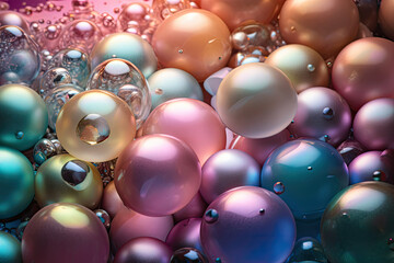 Shimmering bubble textures with iridescent tones and a magical touch, generative ai