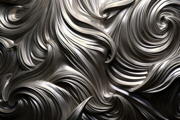 Shimmering silver brushed metal texture with intricate swirls and loops, perfect for a futuristic wallpaper, generative ai