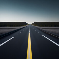 Fototapeta premium まっすぐに続く道とと空 Generative AI