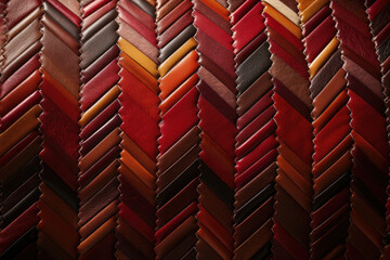 Stitched Leather in a Chevron Pattern in Rich Hues of Red and Brown, generative ai