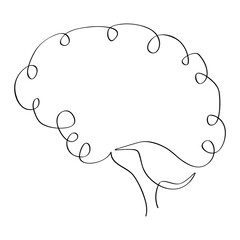 simple vector sketch human brain single one line art, continuous