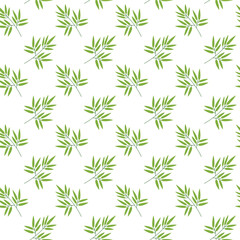 Naklejka na ściany i meble Green bamboo leaves background. Seamless summer pattern. Tropical plant endless pattern