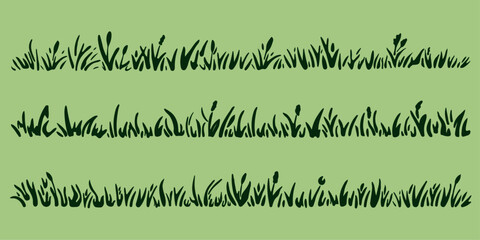 Green grass meadow border vector pattern. Spring or summer plant field lawn. Grass background