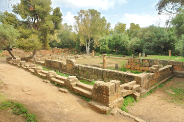 Fototapeta na wymiar View of the ruins of the Roman city of Tipaza in Algeria