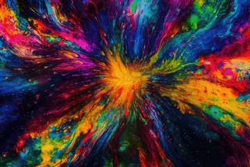 Papier Peint photo Mélange de couleurs Tie-Dye Explosion Burst of Colorful Patterns for a Vibrant Desktop Wallpaper, generative ai