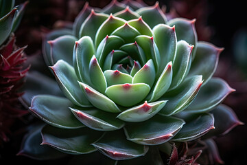Fototapeta premium up-close and personal look at the texture and color variations in a succulent plant captured in macro photography, generative ai
