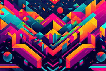 Vibrant and Colorful Pixel Art Design with Geometric Shapes, generative ai