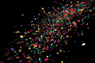 Vibrant confetti explosion on a dark background, perfect for celebratory occasions and party themes, generative ai