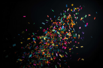 Vibrant confetti explosion on a dark background, perfect for celebratory occasions and party themes, generative ai