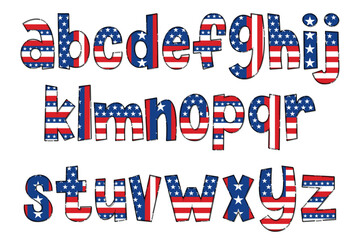 Handcrafted American Flag Letters. Color Creative Art Typographic Design