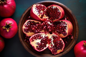 stock photo of pomegranate dragon fruit on the kitchen Food Photography AI Generated