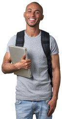 happy young student with a laptop
