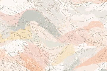 Whimsical wallpaper featuring white scribbled lines on a soft pastel background evoking a dreamy and playful atmosphere, generative ai
