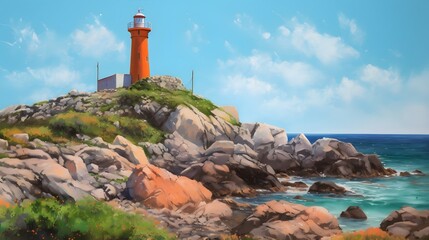 Leuchtturm Sardinien im Fr?hling, Bright color, ultra realistic