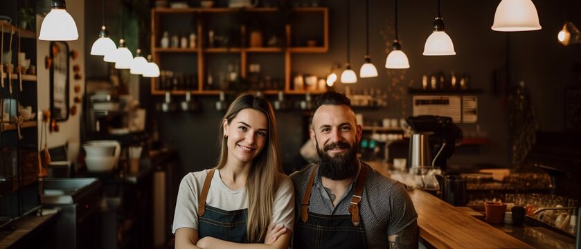 Small business owners couple, generative ai