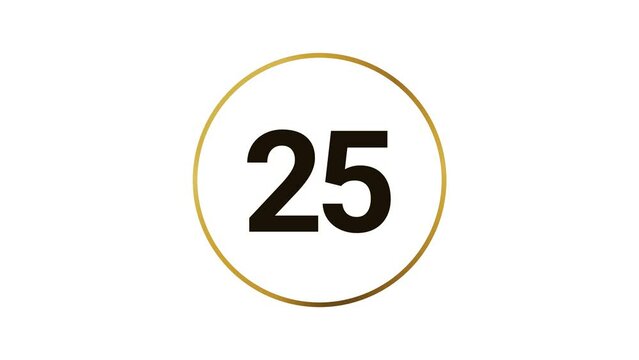 Stylish 30 seconds gold and black countdown timer on white bg. Circle shaped smooth animated indicator. Gold and black colour on white background.
