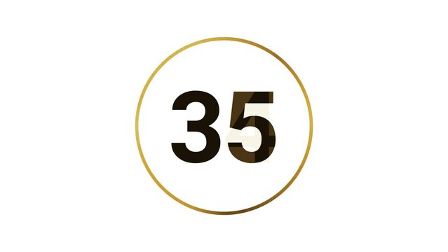 Stylish 40 seconds gold and black countdown timer on white bg. Circle shaped smooth animated indicator. Gold and black colour on white background.