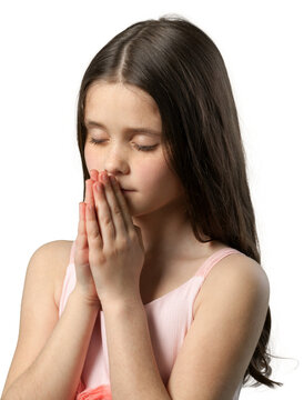 Little Girl Praying Isolated