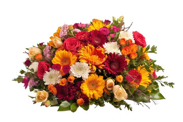 Colorful bouquet of flowers isolated on transparent or white background. Generative AI