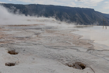 Scenic Mammth Hot Springs Yellowstone National Park Landscape