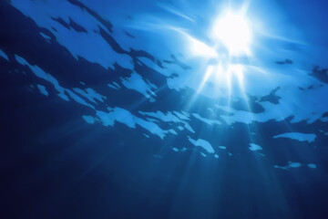 Obraz na płótnie Canvas Underwater Sunlight Through Water Surface