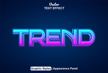 trend text effect with blue graphic style and editable