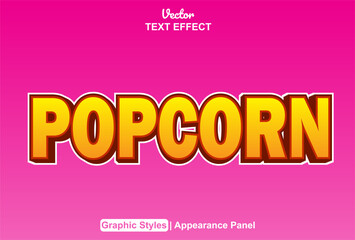 Popcorn text effect with orange graphic style and editable.