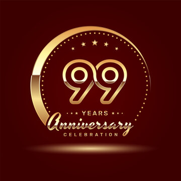 99 year anniversary celebration logo design with a number and golden ring concept, logo vector template