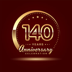 Fototapeta na wymiar 140 year anniversary celebration logo design with a number and golden ring concept, logo vector template