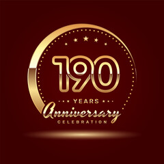 Fototapeta na wymiar 190 year anniversary celebration logo design with a number and golden ring concept, logo vector template