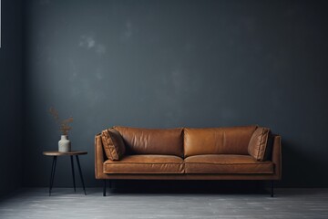 brown sofa in a room - obrazy, fototapety, plakaty