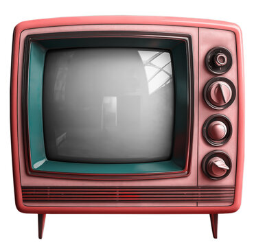 ai generated pink looking retro TV monitor from the past, tube monitor isolated with cool dials.