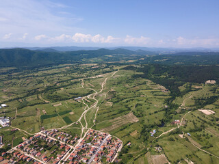 Aerial view of  historical town of Strelcha, Bulgaria