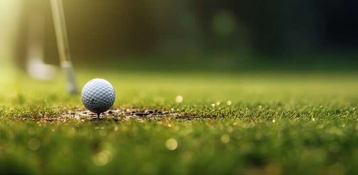 Golf ball on the golf field 