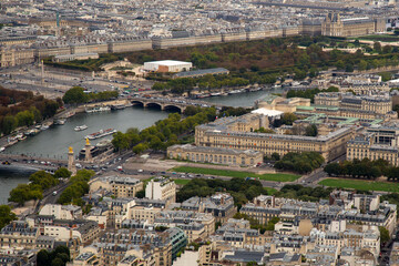 View of the Seine River from the top of the Eiffel Tower