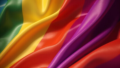 Perfectly smooth rainbow flag up close. LGBTQIA+ concept. Generative IA