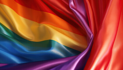 Perfectly smooth rainbow flag up close. LGBTQIA+ concept. Generative IA
