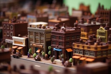 model of the city made of chocolate. the skill of the confectioner.World Chocolate Day. Generative AI