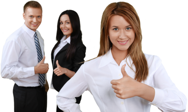 Happy Woman in the Background of Co-Workers - Isolated