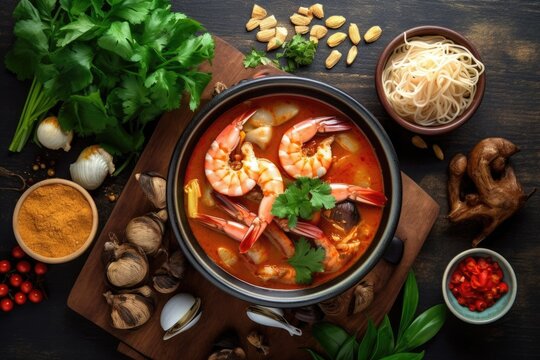 stock photo of tomyam seafood ready to eat in the plate Food Photography AI Generated