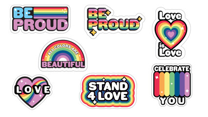 Pride Month set of colorful labels trend