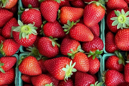 Box with strawberries from Huelva. Ai generated.