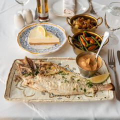 Popular Spanish seafood dishes and tapas, in a fancy restaurant