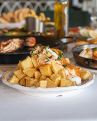 Popular Spanish seafood dishes and tapas, in a fancy restaurant