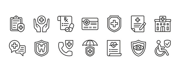 Health insurance icon set. Vector graphic illustration.