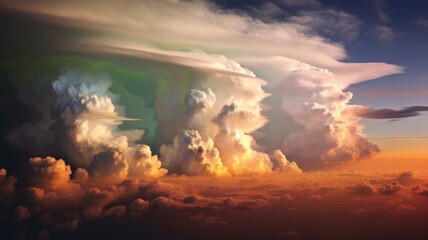 Clouds and weather: Images depict various cloud formations, sunsets, rainbows, or lightning, showcasing the dynamic and beautiful aspects of the Earth's atmosphere. Generative AI